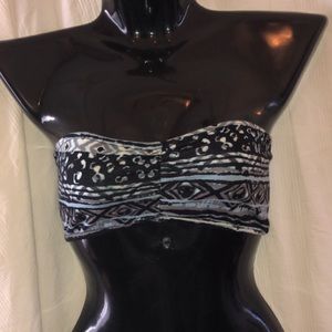 Material Girl blue print bralett bandeau, size s/m